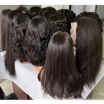 Kinky Straight Raw Brazilian Virgin Human Hair Extension Glueless Full Lace Front Wig Cheap Hd  Transparent Lace Frontal Wig